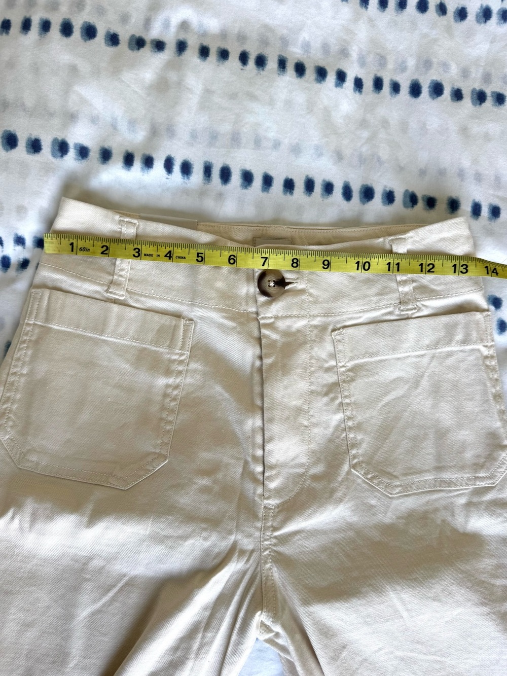 Maeve The Colette Linen Blend Crop Wide-leg Pants in Chalk White - Size 26 - Picture 15 of 15